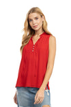 Mock Neck Ruffle Collar Sleeveless Blouse