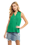 Mock Neck Ruffle Collar Sleeveless Blouse