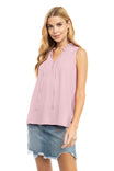 Mock Neck Ruffle Collar Sleeveless Blouse