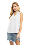 Mock Neck Ruffle Collar Sleeveless Blouse