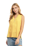 Mock Neck Ruffle Collar Sleeveless Blouse