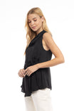 Asymmetric Pleat Mock Neck Tank