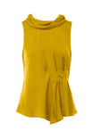 Asymmetric Pleat Mock Neck Tank