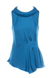 Asymmetric Pleat Mock Neck Tank