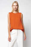 Padded Shoulder Satin Tank