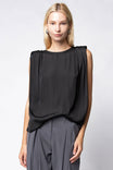 Padded Shoulder Satin Tank