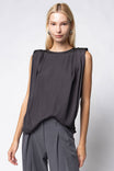 Padded Shoulder Satin Tank
