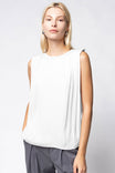 Padded Shoulder Satin Tank