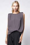 Padded Shoulder Satin Tank