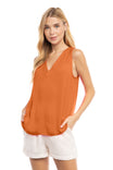 Pleated V Neck Tank