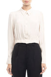 Long Sleeve Cropped Elastic Waist Band Shirt