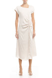 Asymmetric Neck Shirred Dress