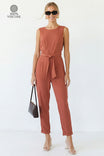 Sleeveless Jumpsuit With Back Strap Tie Front Detail