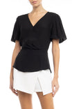 Faux Wrap Peplum Blouse