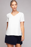 V-neck Short Sleeve Blouse