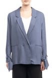 Double Breasted Tie Cuff Blazer