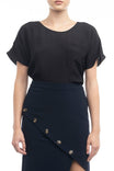 Oversized Drop Shoulder Round Neck Blouse