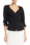 Jacquard Button Front Blouse