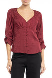Jacquard Button Front Blouse