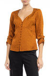 Jacquard Button Front Blouse