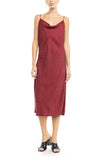 Jacquard Cowl Neck Strappy Midi Slip Dress