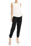 Pleated Joggers With Rib Band Trimming