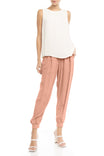 Pleated Joggers With Rib Band Trimming