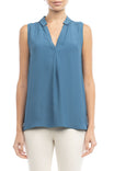 Sleeveless Collared Half Placket Top