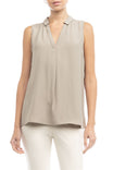 Sleeveless Collared Half Placket Top