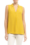 Sleeveless Collared Half Placket Top