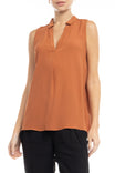 Sleeveless Collared Half Placket Top