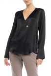 Regular Shoulder Long Sleeve Blouse With Button