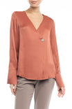 Regular Shoulder Long Sleeve Blouse With Button