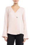 Regular Shoulder Long Sleeve Blouse With Button