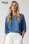 Tencel Oversized 3/4 Length Sleeve Blouse