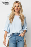 Tencel Oversized 3/4 Length Sleeve Blouse