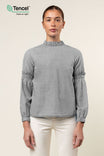 Ruffle Neck Tencel™  Blouse