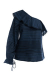 Tassel End Ruffle One Shoulder Blouse