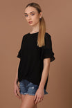 Twisted Bottom Ruffle Sleeve Blouse