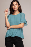 Twisted Bottom Ruffle Sleeve Blouse