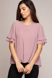 Twisted Bottom Ruffle Sleeve Blouse