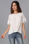 Twisted Bottom Ruffle Sleeve Blouse