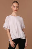Twisted Bottom Ruffle Sleeve Blouse