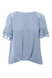 Twisted Bottom Ruffle Sleeve Blouse