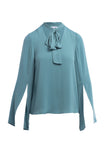Split Flare Sleeve Plunge Neck Blouse