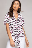 Bell Sleeve Tie Front Blouse