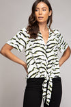 Bell Sleeve Tie Front Blouse