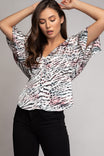 Elbow Sleeve Button Down Blouse