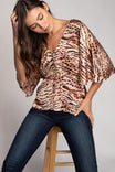 Elbow Sleeve Button Down Blouse