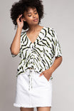 Cinched Front Crop Blouse